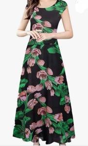 vestido floral, plisado,de media pantorrilla